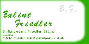 balint friedler business card